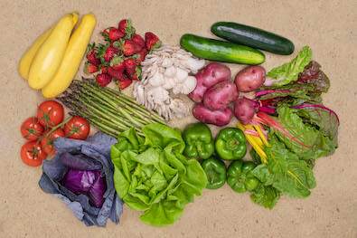 A variety of Seasonal Roots found in the Large basket